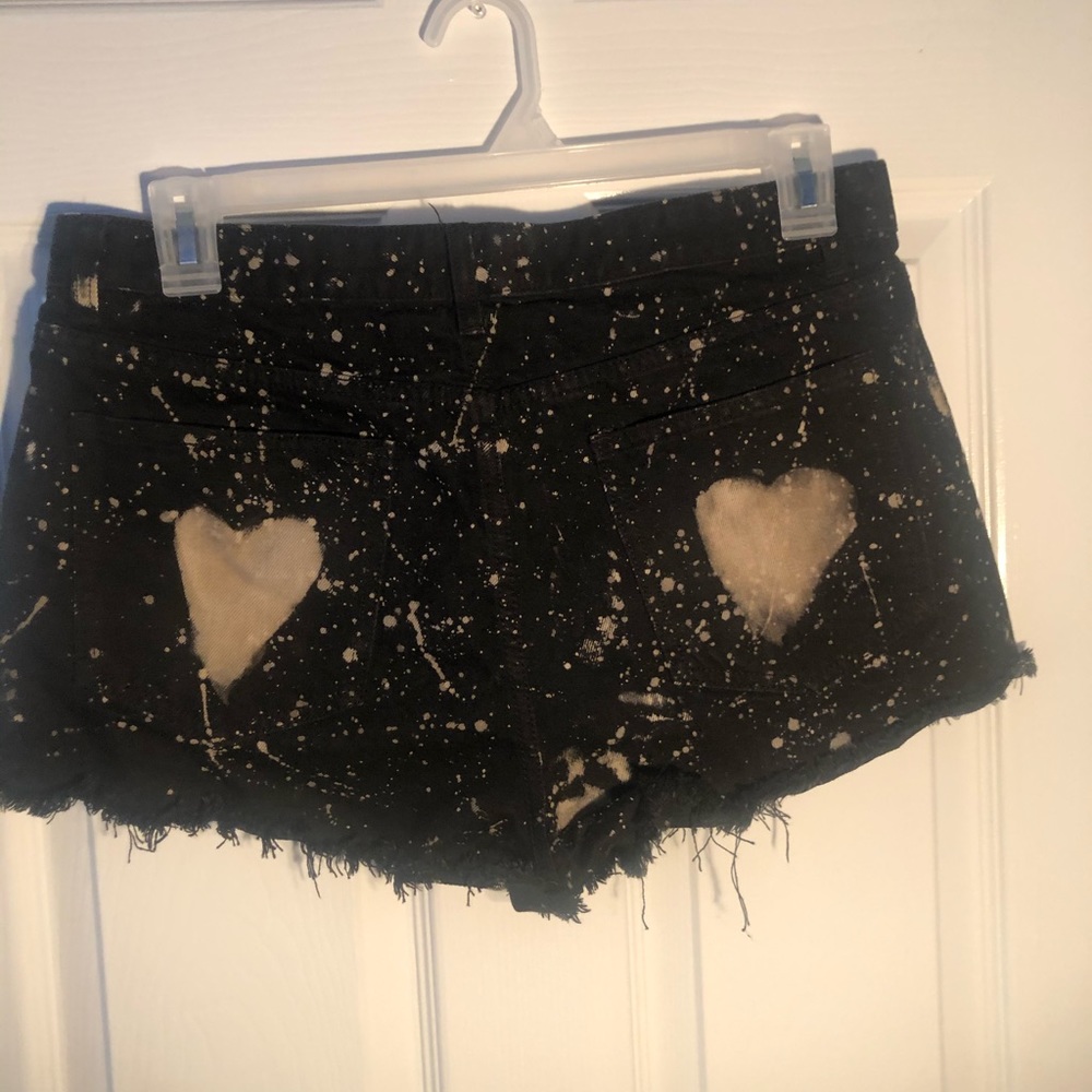Freestyle black bleached shorts with heart detail